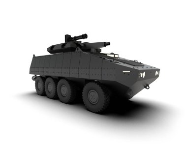 Arka planda zırhlı araç var. 3d görüntüleme - illüstrasyon