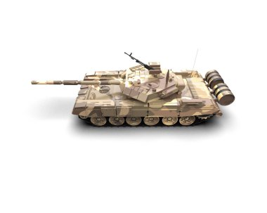 Arka planda zırhlı araç var. 3d görüntüleme - illüstrasyon