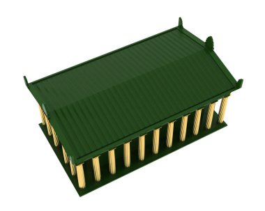 Yunan tapınağı beyaz arka planda izole edilmiş. 3d görüntüleme - illüstrasyon