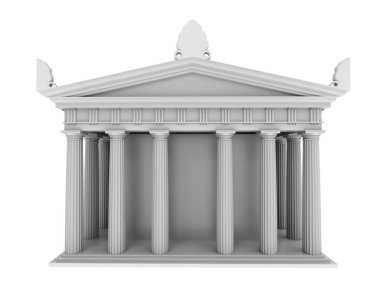 Yunan tapınağı beyaz arka planda izole edilmiş. 3d görüntüleme - illüstrasyon