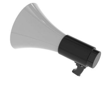 Arka planda megafon izole edilmiş. 3d görüntüleme - illüstrasyon