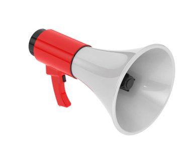 Arka planda megafon izole edilmiş. 3d görüntüleme - illüstrasyon