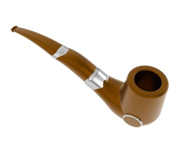Arka planda izole edilmiş tütün piposu. 3d görüntüleme - illüstrasyon
