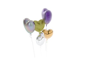 Kalp balonları arka planda izole edilmiş. 3d görüntüleme - illüstrasyon