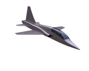 Jet uçağı beyaz arka planda izole edildi. 3d görüntüleme - illüstrasyon