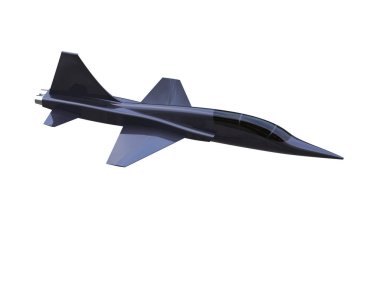 Jet uçağı beyaz arka planda izole edildi. 3d görüntüleme - illüstrasyon