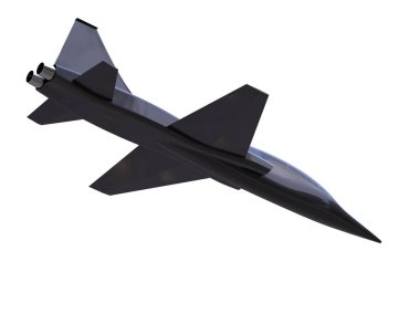 Jet uçağı beyaz arka planda izole edildi. 3d görüntüleme - illüstrasyon