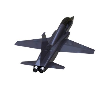 Jet uçağı beyaz arka planda izole edildi. 3d görüntüleme - illüstrasyon