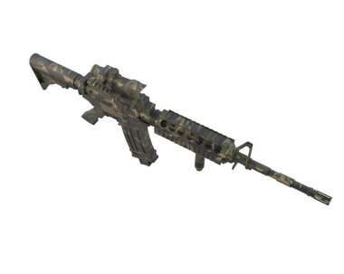 Beyaz arka planda izole edilmiş dürbünlü makineli tüfek. 3d görüntüleme - illüstrasyon