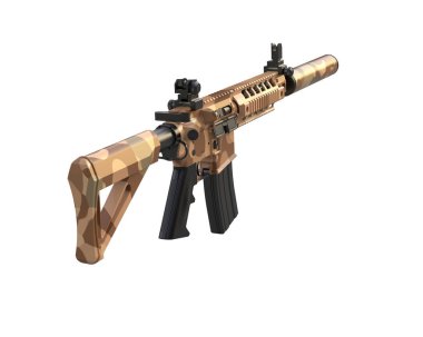 Makineli tüfek beyaz arka planda izole edilmiş. 3d görüntüleme - illüstrasyon