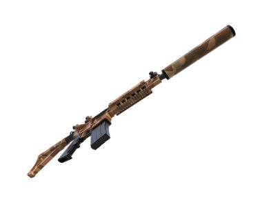 Makineli tüfek beyaz arka planda izole edilmiş. 3d görüntüleme - illüstrasyon