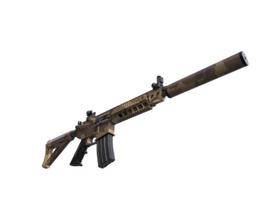 Makineli tüfek beyaz arka planda izole edilmiş. 3d görüntüleme - illüstrasyon