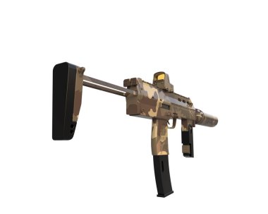 Makineli tüfek beyaz arka planda izole edilmiş. 3d görüntüleme - illüstrasyon