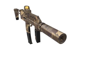 Makineli tüfek beyaz arka planda izole edilmiş. 3d görüntüleme - illüstrasyon