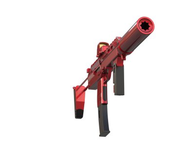 Makineli tüfek beyaz arka planda izole edilmiş. 3d görüntüleme - illüstrasyon