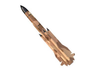 Füze beyaz arkaplanda izole edildi. 3d görüntüleme - illüstrasyon