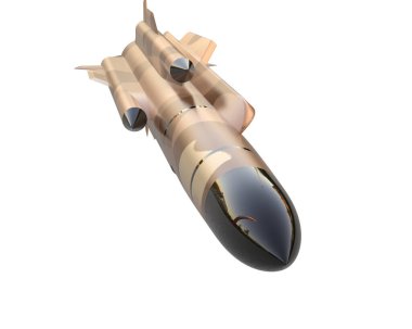 Füze beyaz arkaplanda izole edildi. 3d görüntüleme - illüstrasyon