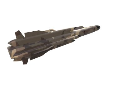 Füze beyaz arkaplanda izole edildi. 3d görüntüleme - illüstrasyon