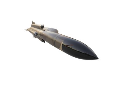 Füze beyaz arkaplanda izole edildi. 3d görüntüleme - illüstrasyon