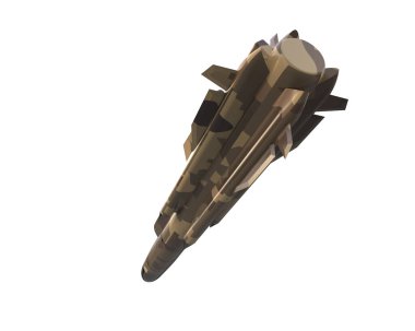 Füze beyaz arkaplanda izole edildi. 3d görüntüleme - illüstrasyon