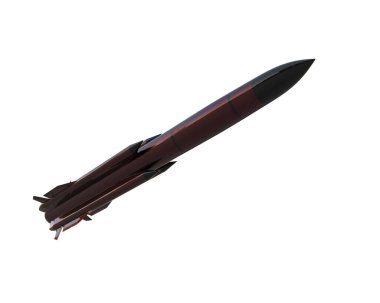 Füze beyaz arkaplanda izole edildi. 3d görüntüleme - illüstrasyon