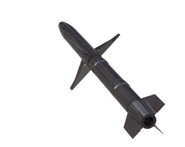Füze beyaz arkaplanda izole edildi. 3d görüntüleme - illüstrasyon