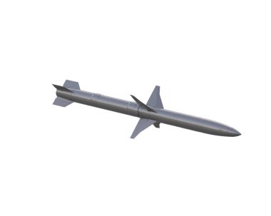 Füze beyaz arkaplanda izole edildi. 3d görüntüleme - illüstrasyon