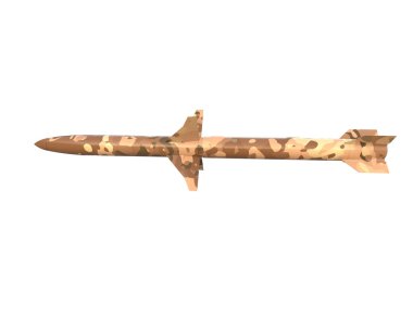 Füze beyaz arkaplanda izole edildi. 3d görüntüleme - illüstrasyon