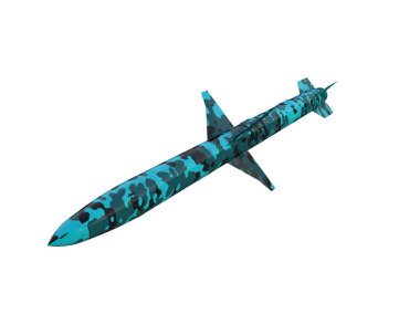 Füze beyaz arkaplanda izole edildi. 3d görüntüleme - illüstrasyon