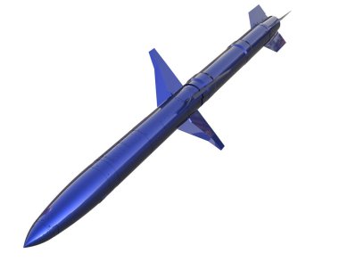 Füze beyaz arkaplanda izole edildi. 3d görüntüleme - illüstrasyon