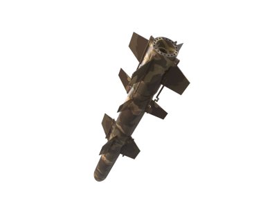 Füze beyaz arkaplanda izole edildi. 3d görüntüleme - illüstrasyon