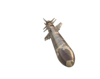 Füze beyaz arkaplanda izole edildi. 3d görüntüleme - illüstrasyon