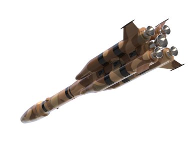 Füze beyaz arkaplanda izole edildi. 3d görüntüleme - illüstrasyon