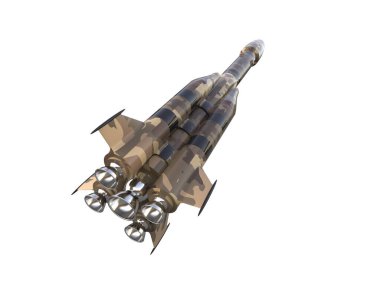 Füze beyaz arkaplanda izole edildi. 3d görüntüleme - illüstrasyon