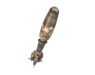 Füze beyaz arkaplanda izole edildi. 3d görüntüleme - illüstrasyon