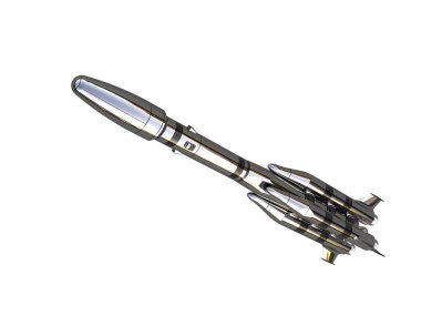 Füze beyaz arkaplanda izole edildi. 3d görüntüleme - illüstrasyon