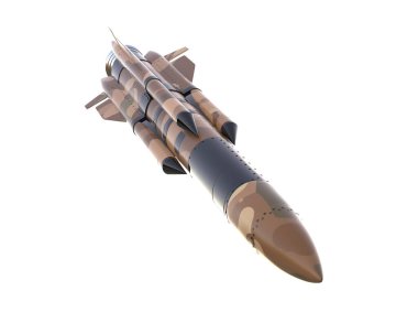 Füze beyaz arkaplanda izole edildi. 3d görüntüleme - illüstrasyon