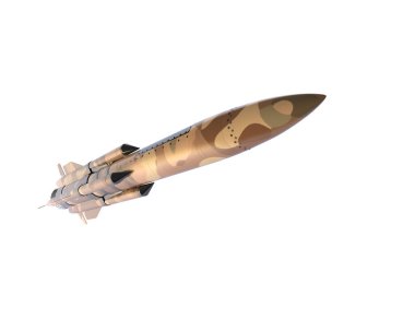 Füze beyaz arkaplanda izole edildi. 3d görüntüleme - illüstrasyon