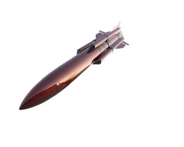 Füze beyaz arkaplanda izole edildi. 3d görüntüleme - illüstrasyon