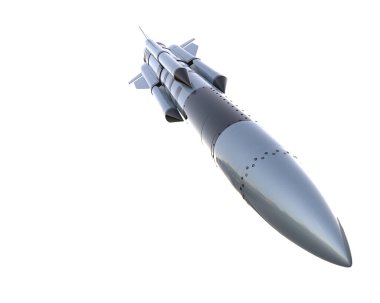 Füze beyaz arkaplanda izole edildi. 3d görüntüleme - illüstrasyon