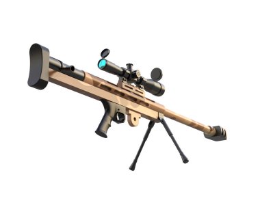 Dürbünü beyaz arka planda izole edilmiş ateşli silah. 3d görüntüleme - illüstrasyon