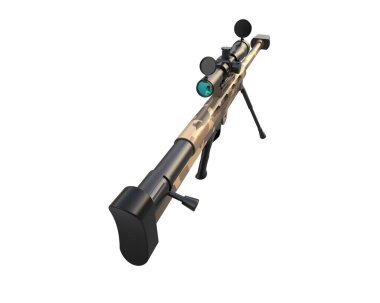 Dürbünü beyaz arka planda izole edilmiş ateşli silah. 3d görüntüleme - illüstrasyon