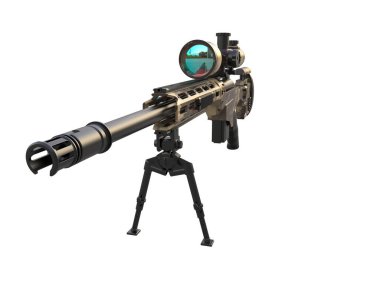 Makineli tüfek beyaz arka planda izole edilmiş. 3d görüntüleme, illüstrasyon.