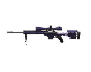 Makineli tüfek beyaz arka planda izole edilmiş. 3d görüntüleme, illüstrasyon.