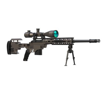 Makineli tüfek beyaz arka planda izole edilmiş. 3d görüntüleme, illüstrasyon.