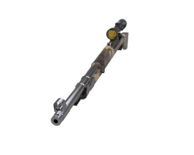 Makineli tüfek beyaz arka planda izole edilmiş. 3d görüntüleme, illüstrasyon.