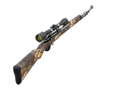 Makineli tüfek beyaz arka planda izole edilmiş. 3d görüntüleme, illüstrasyon.