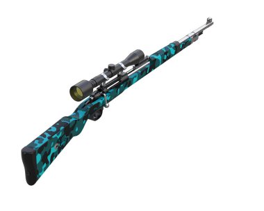 Makineli tüfek beyaz arka planda izole edilmiş. 3d görüntüleme, illüstrasyon.