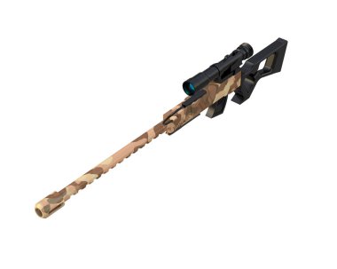 Makineli tüfek beyaz arka planda izole edilmiş. 3d görüntüleme, illüstrasyon.