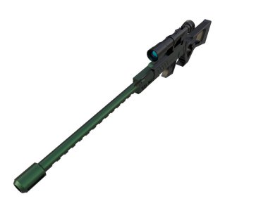 Makineli tüfek beyaz arka planda izole edilmiş. 3d görüntüleme, illüstrasyon.